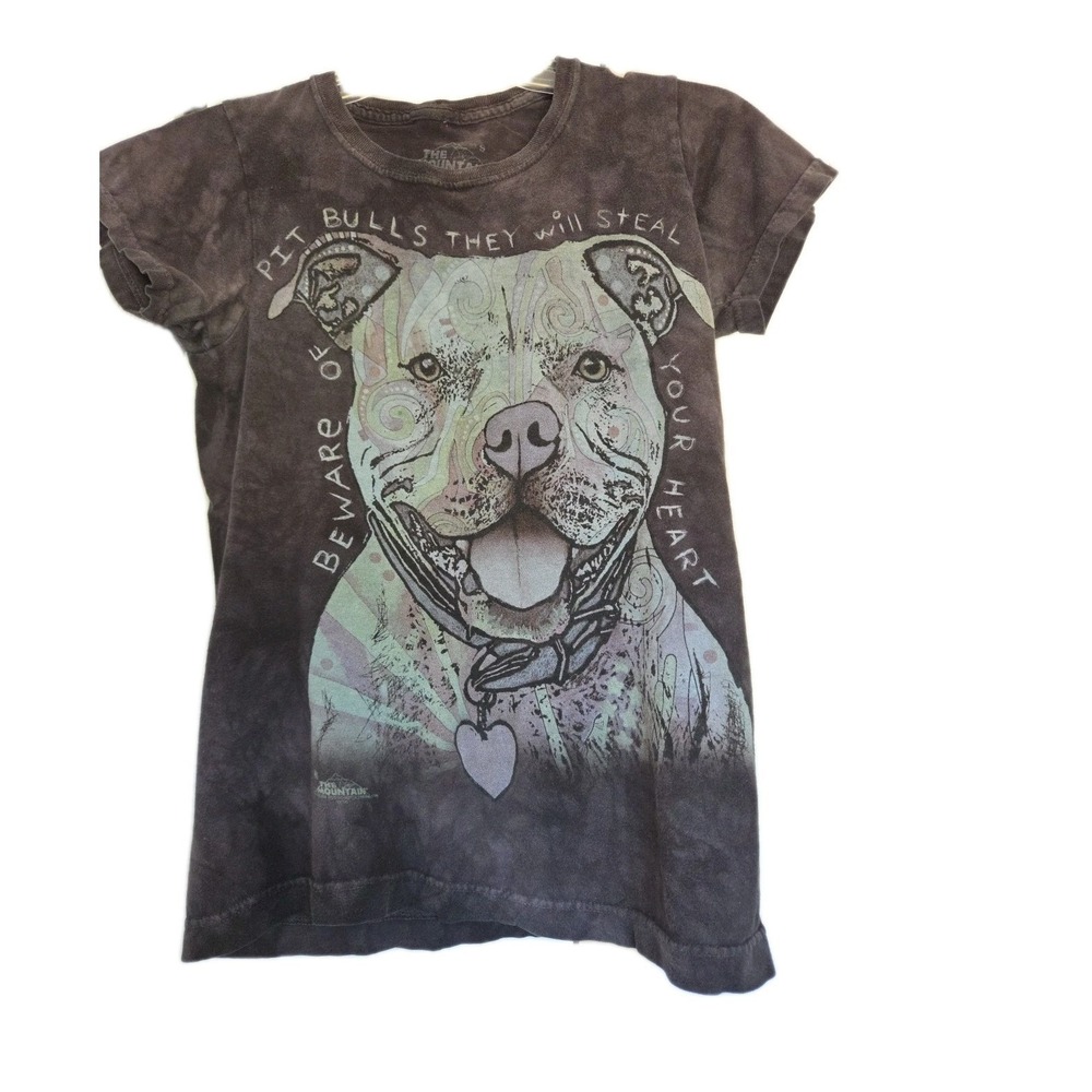 The Mountain Pit Bull Dog‎ Tie Dye T Shirt Multicolor Print Animals Pet Art